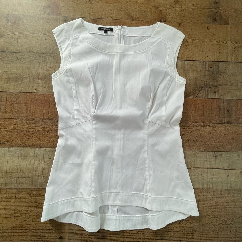 Lafayette 148 New York Sleeveless Hi Lo Top Zip Back Size 0 WHITE